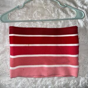Pink, red, stripe, tube top, strapless, M